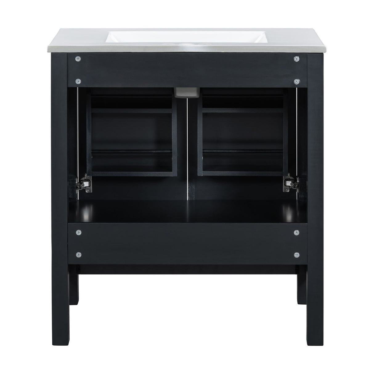 Bathroom Vanity With Single Sink, Combo Cabinet Undermount Sink, Bathroom Storage Cabinet With Two Doors And A Drawer, Soft Closing, Multifunctional Storage, Solid Wood Frame