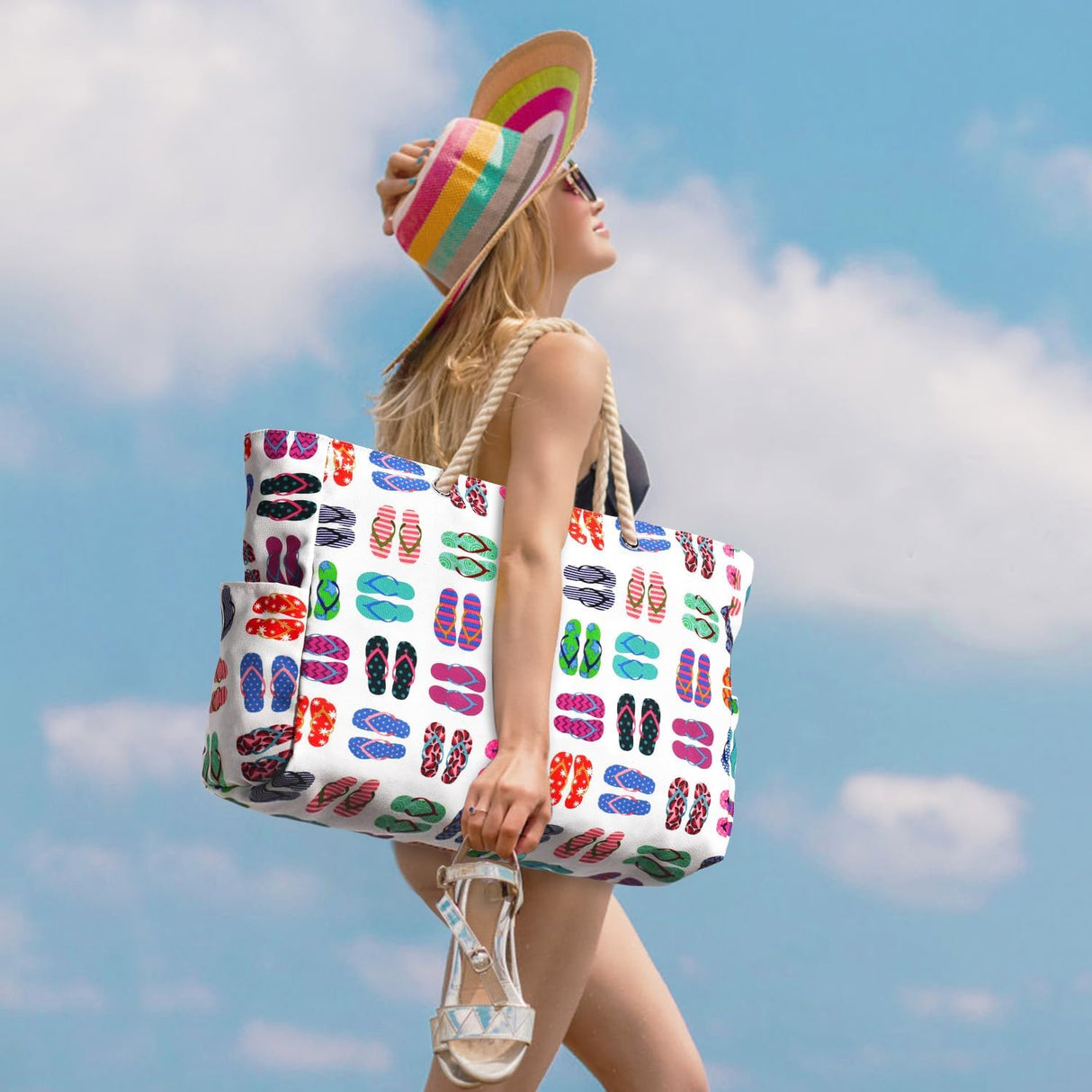 Waterproof Oversized Beach Tote Bag 20L Sandproof Zip Travel Carryall