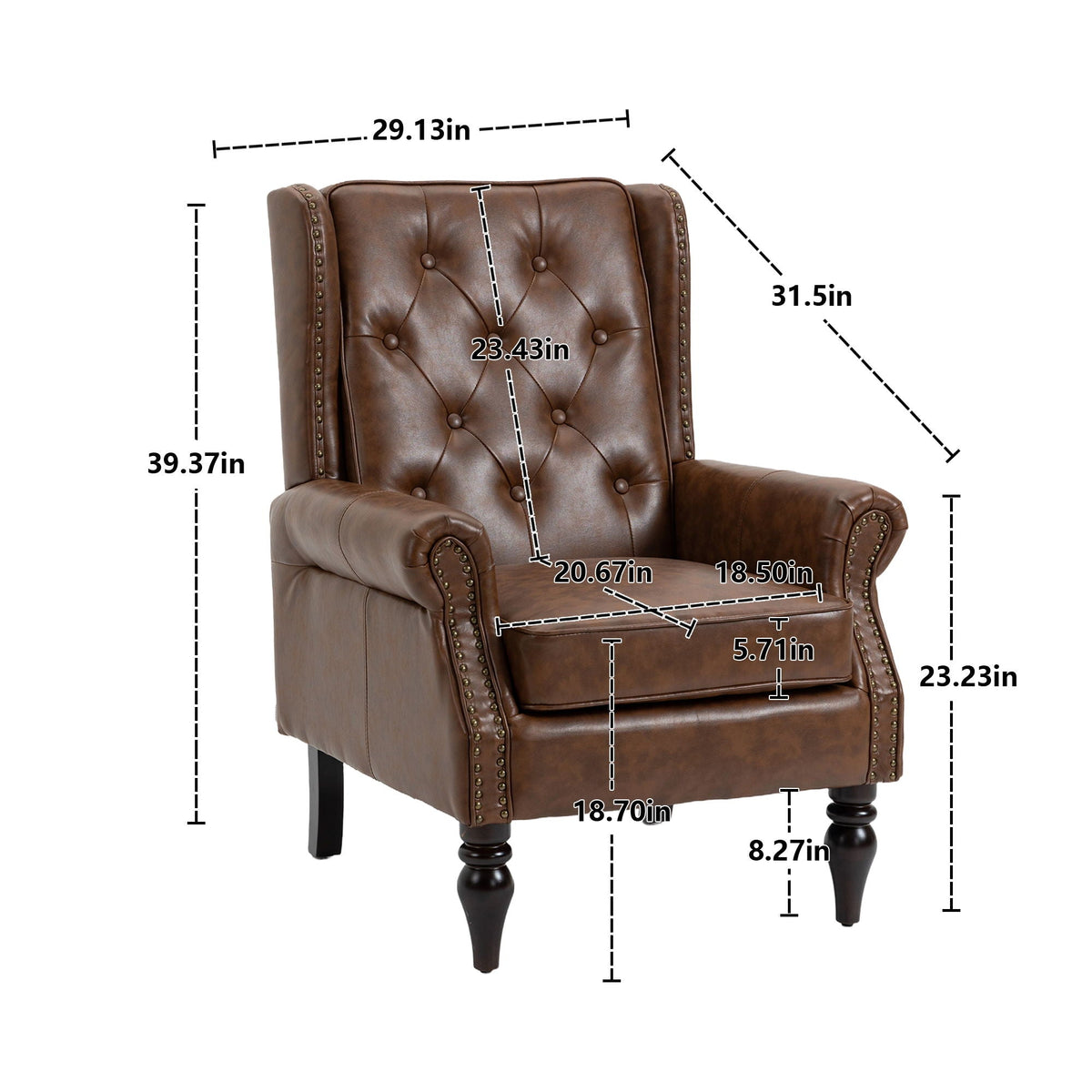 Modern Accent Armchair With Sturdy Wood Legs