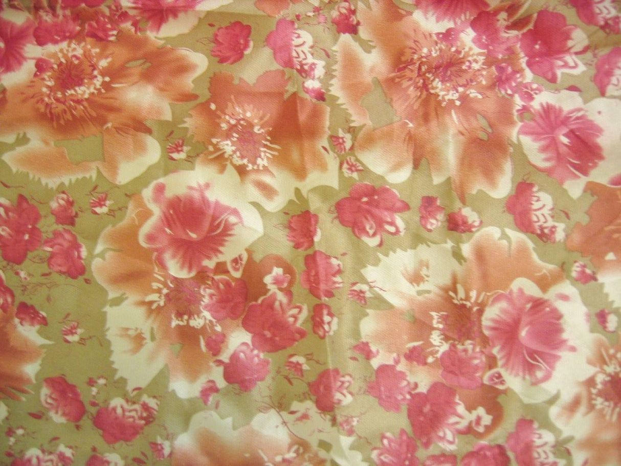 DaDa Bedding Sunrise Hibiscus Floral Dust Ruffle Pleated Satiny Pink Bed Skirt - 14" Drop  (BS-BM465L-1)