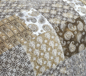 DaDa Bedding Bohemian Olive Brown Moroccan Paisley Floral Filigree Patchwork Cotton Bedspread Set (JHW-885)