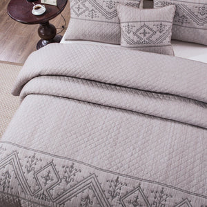 DaDa Bedding Whimsical Lavender Grey Cottage Soft Quilted Coverlet Bedspread Set (JHW866)