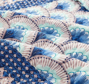 DaDa Bedding Mediterranean Blue Mint Green Patchwork Quilted Bedspread Set (JHW-884)