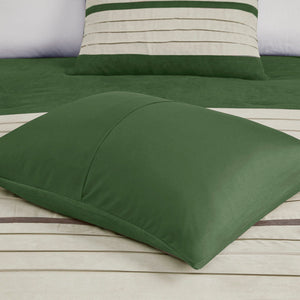 7 Pc Pieced Faux Suede Comforter Set Green King