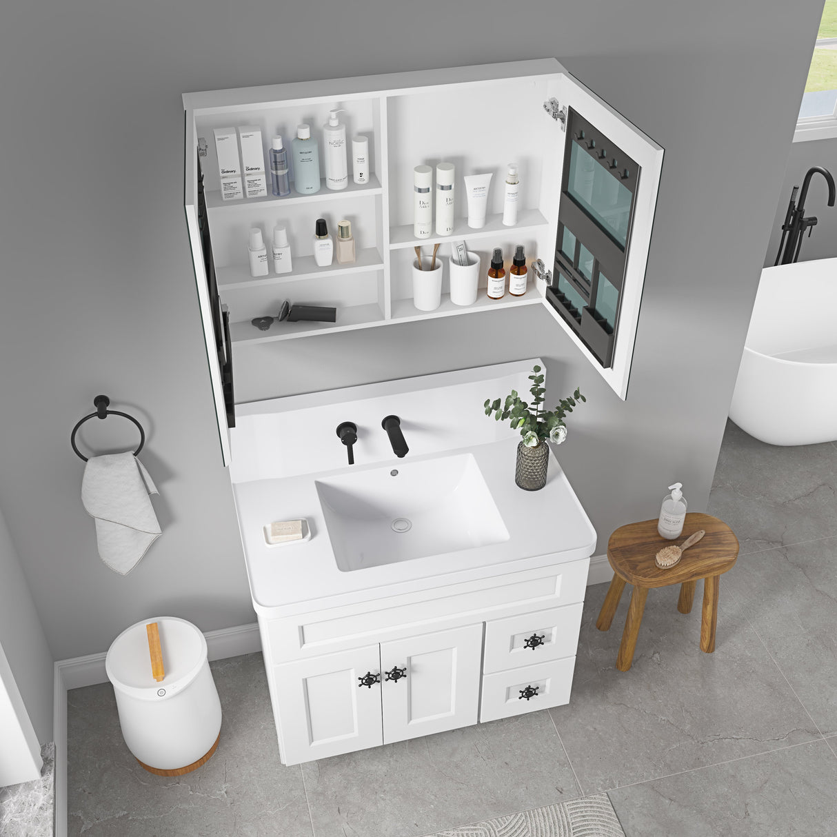 36'' W x 26'' H Surface Frameless Mirror Medicine Cabinet