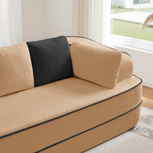Elysees Right Chaise Sofa W/Pillows Teddy Fabric -Camel