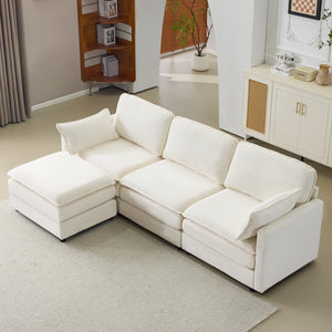 104" Plush Cloud 3 Seater Sofa: Modular Design with Ottoman