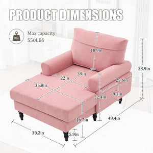 Modern Minimalist Chenille Fabric Chaise Lounge Recliner