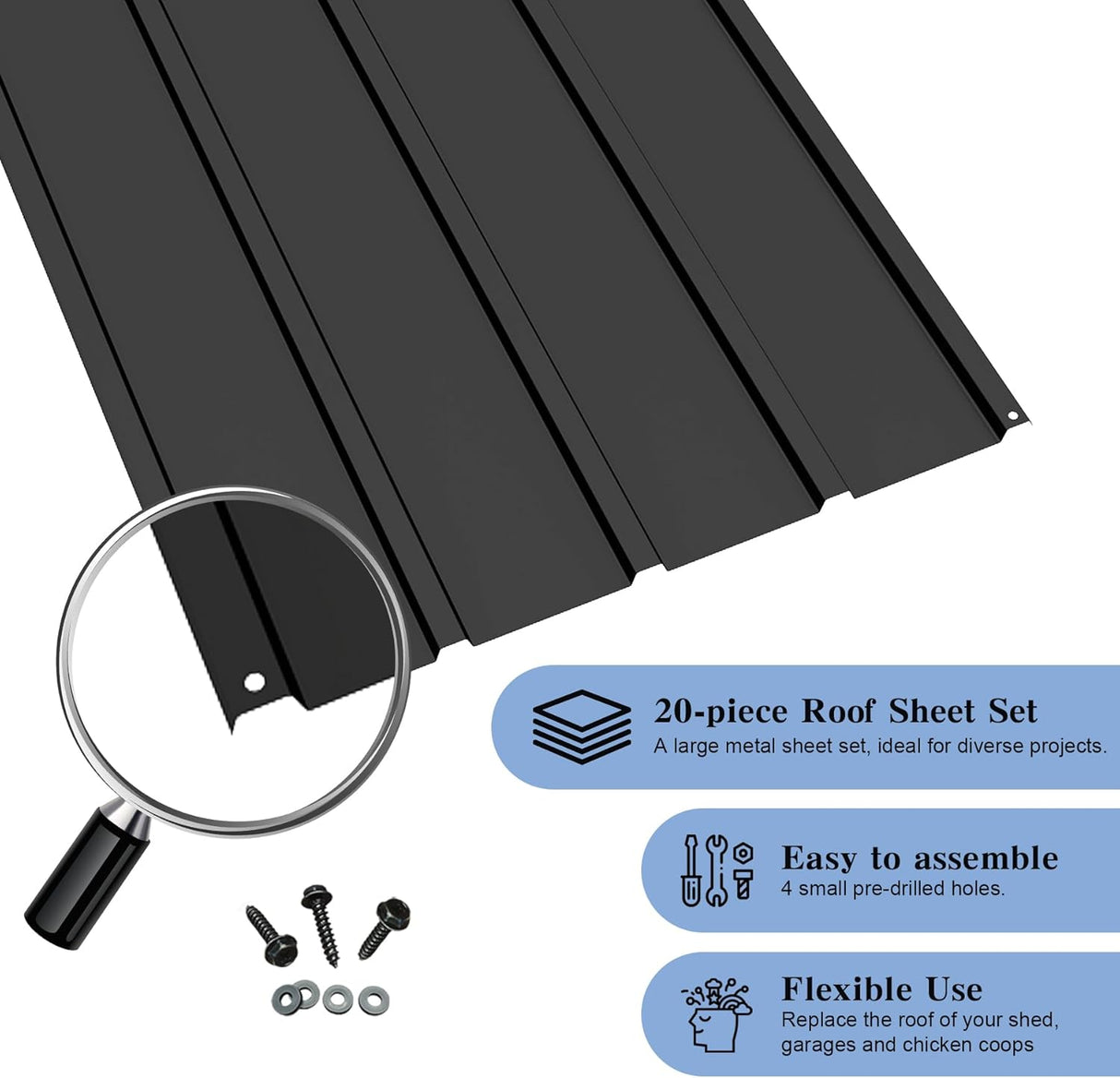 20 PCS Metal Roofing Panels in Grey