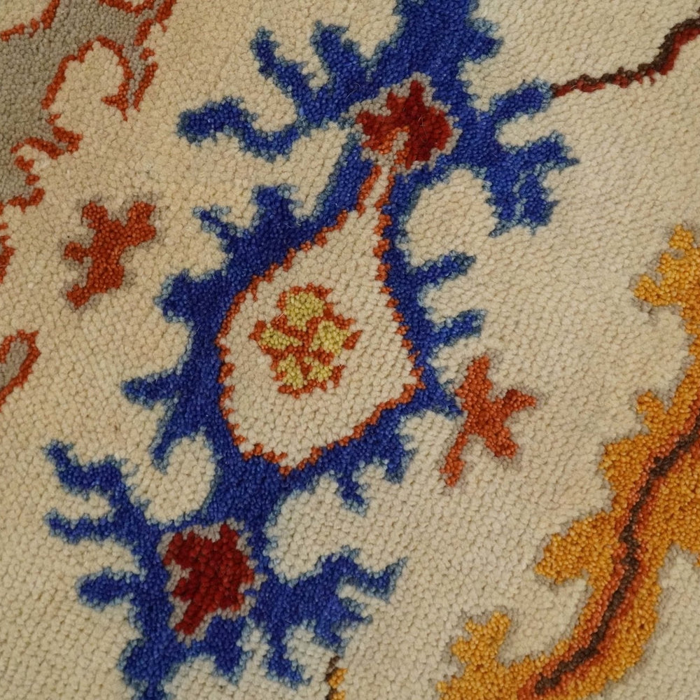Beige, Blue and Brown Traditional Oushak Hand Knotted Custom made Wool Area Rug