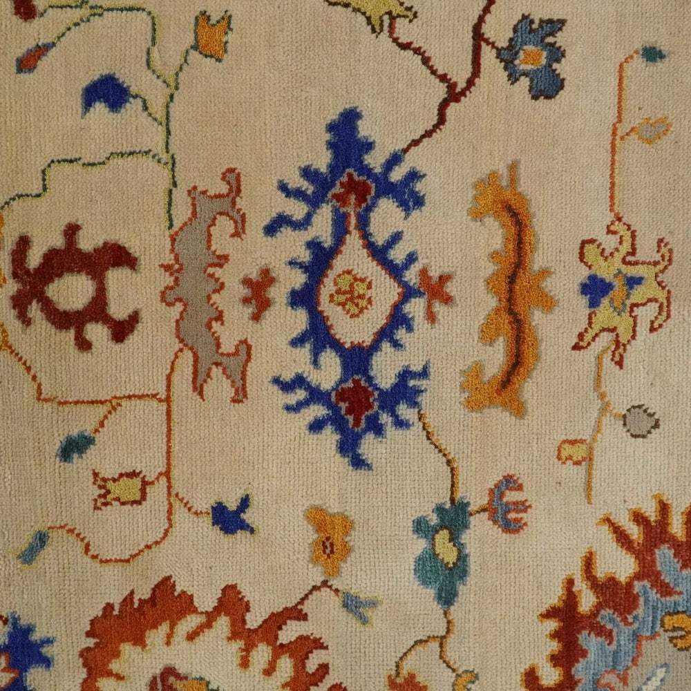Beige, Blue and Brown Traditional Oushak Hand Knotted Custom made Wool Area Rug