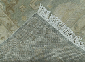 Beige And Blue Traditional Oushak Design  6x9 Hand Knotted Wool Area Rug
