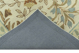 Beige And Brown Traditional Floral Design Hand Tufted 8x10 Wool Area Rug