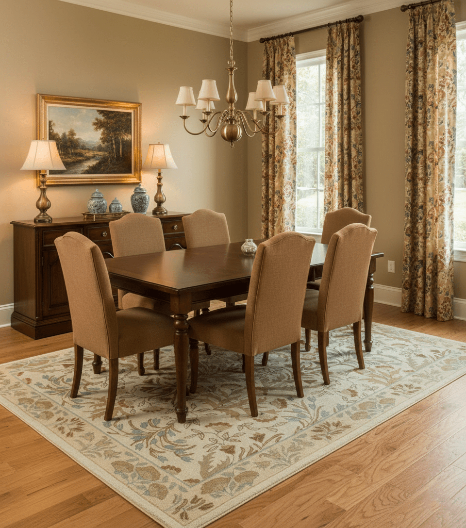 Beige And Brown Traditional Floral Design Hand Tufted 8x10 Wool Area Rug