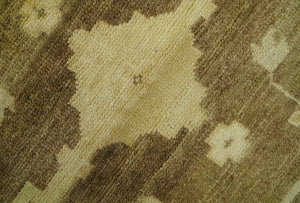 Beige And Brown Traditional Oushak Hand knotted Wool Area Rug