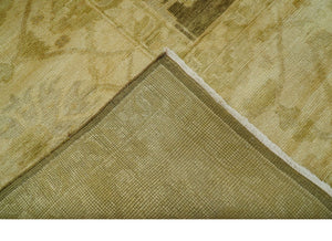Beige And Brown Traditional Oushak Hand knotted Wool Area Rug