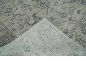 Beige and Gray 8x10 hand knotted Oushak wool Area rug