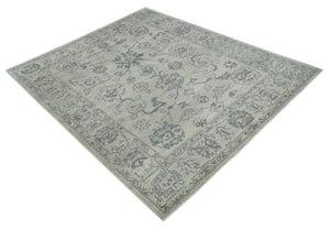Beige and Gray 8x10 hand knotted Oushak wool Area rug