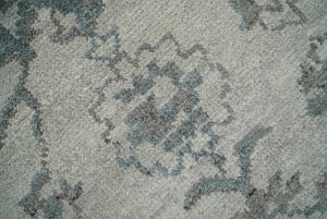 Beige and Gray 8x10 hand knotted Oushak wool Area rug