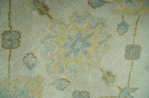 Beige and Gray 8x10 Hand Knotted Traditional Oriental Oushak wool area rug