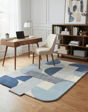 Beige And Gray Modern Stripes Hand Tufted 4x6 Wool Rug