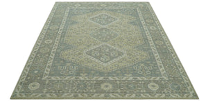 Beige And Gray Traditional Turkish Design 8x10 Hand Knotted Wool Area Rug