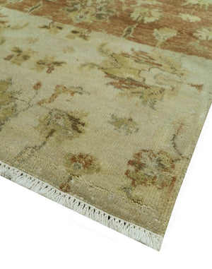 Beige And Rust Traditional Serapi Design Hand Knotted 2x5 Wool Area Rug
