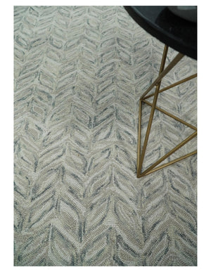 Custom Made Modern Contemporary Beige And Gray Hand Tufted Wool Rug