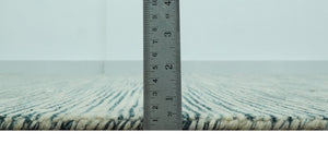 Beige and Teal 8x10 Modern stripes Design Hand Tufted wool area rug