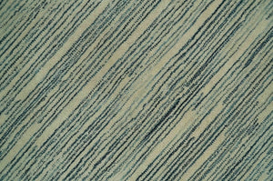 Beige and Teal 8x10 Modern stripes Design Hand Tufted wool area rug
