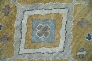 Beige, Blue and Ivory Hand Knotted Traditional Wool Area Rug