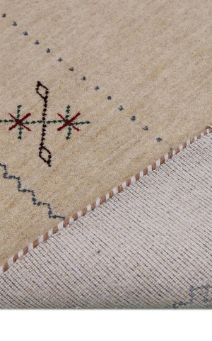 Beige Border Design Hand Loomed Wool Area Rug