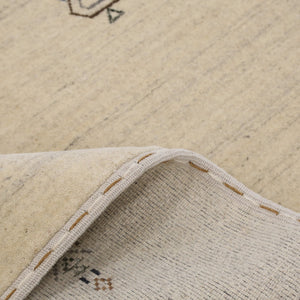 Beige Center Medallion Design Hand Loomed Wool Area Rug