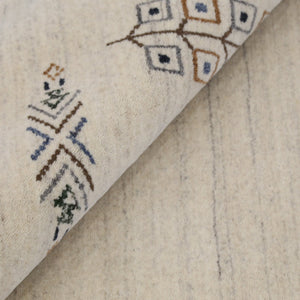 Beige Center Medallion Design Hand Loomed Wool Area Rug