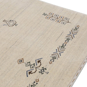 Beige Center Medallion Design Hand Loomed Wool Area Rug