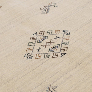 Beige Center Medallion Design Hand Loomed Wool Area Rug