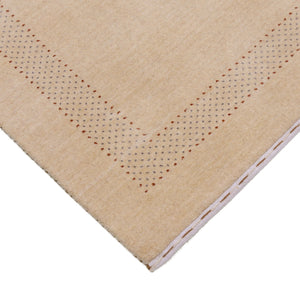 Beige Center Pattern Hand Loomed Wool Area Rug