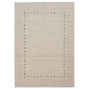 Beige Contemporary Gabbeh Border Design Hand Loomed Wool Rug