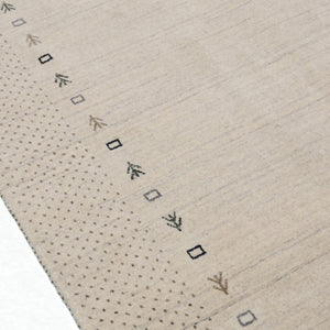 Beige Contemporary Gabbeh Border Design Hand Loomed Wool Rug