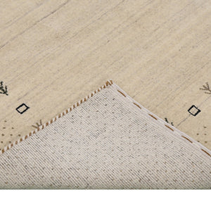 Beige Contemporary Gabbeh Border Design Hand Loomed Wool Rug