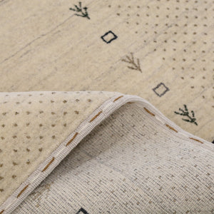 Beige Contemporary Gabbeh Border Design Hand Loomed Wool Rug