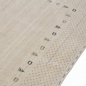 Beige Contemporary Gabbeh Border Design Hand Loomed Wool Rug