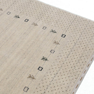 Beige Contemporary Gabbeh Border Design Hand Loomed Wool Rug