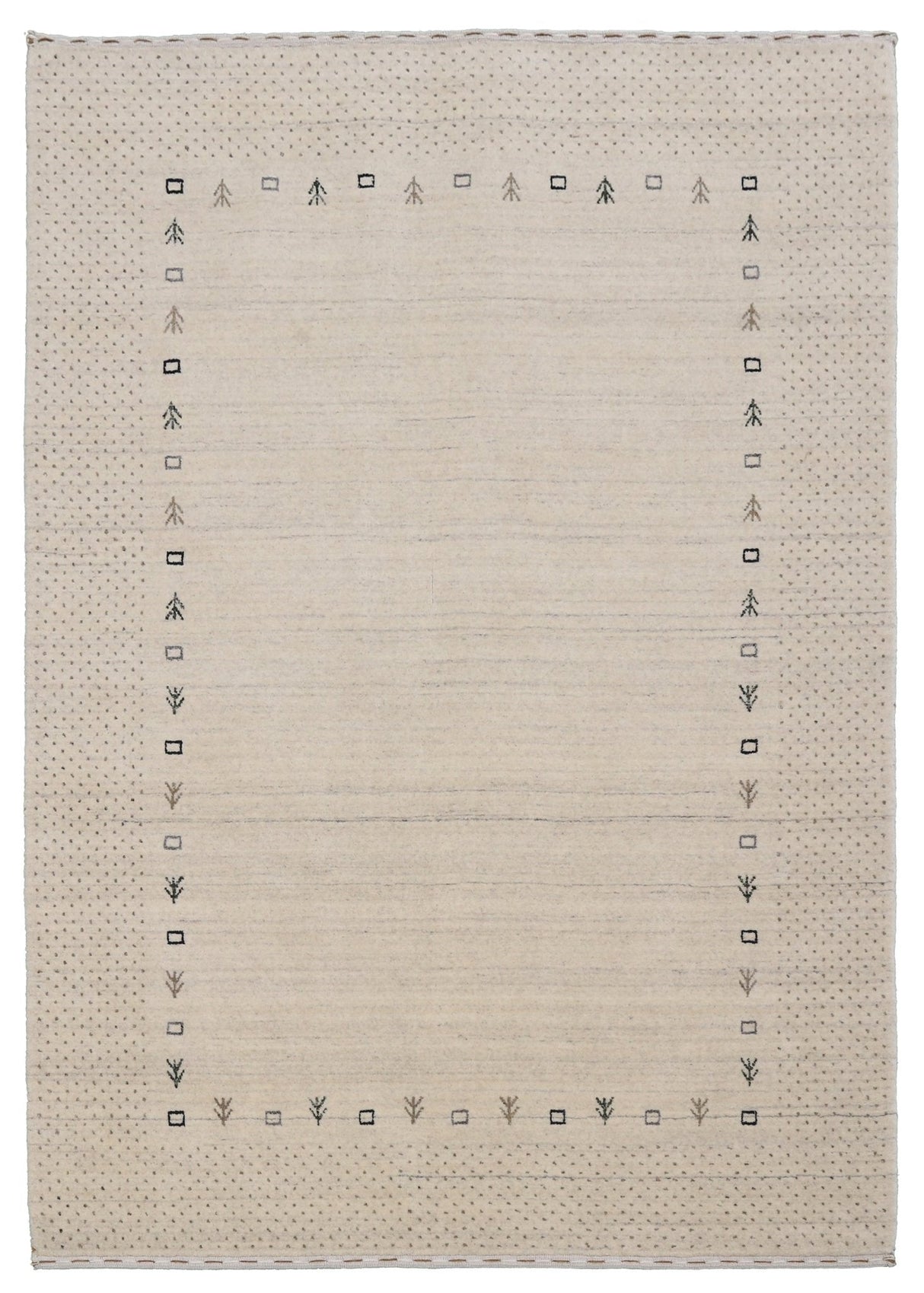 Beige Contemporary Gabbeh Border Design Hand Loomed Wool Rug