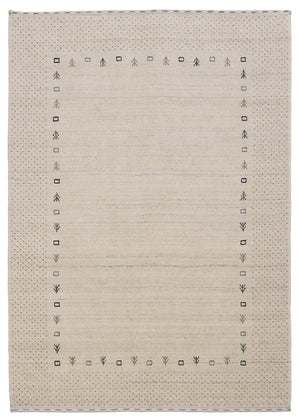 Beige Contemporary Gabbeh Border Design Hand Loomed Wool Rug