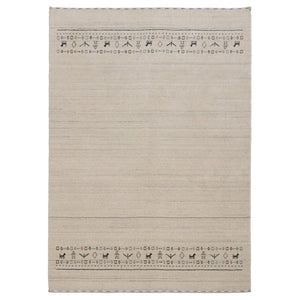 Beige Contemporary Pattern Hand Loomed Wool Area Rug