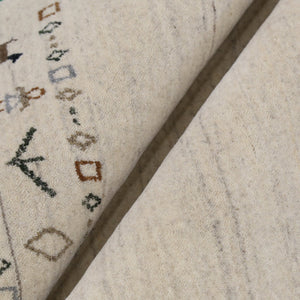 Beige Contemporary Pattern Hand Loomed Wool Area Rug