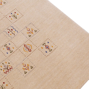 Beige Contemporary Tribal Design Hand Loomed Wool Rug