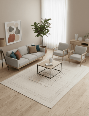 Beige Gabbeh Design Hand Loomed Wool Area Rug