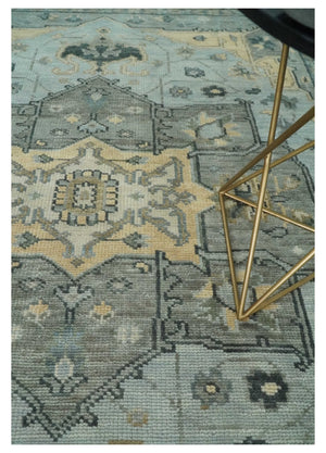 Custom made Beige, Gray and Charcoal Hand Knotted  Traditional Heriz Wool Rug